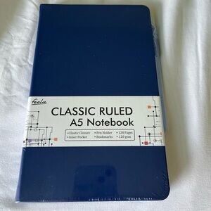 Feela Hardcover Classic Ruled A5 Notebook - Unopened | Includes Pen | Navy